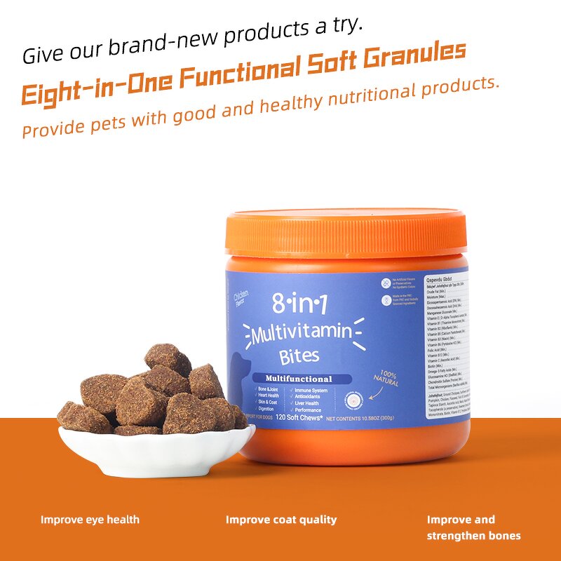 Pet Allergy Soft Chews Manufacturer - 8In1 Multivitamin for Dog Cat Skin Gut Joint OEM/ODM