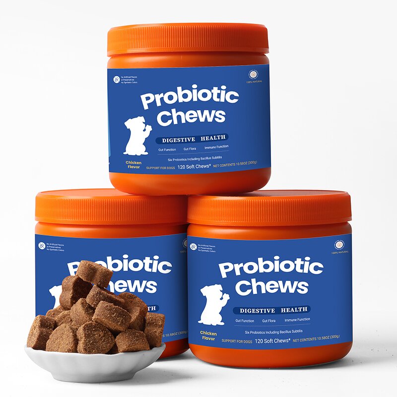Pet Probiotic Soft Chews Manufacturer - OEM Digestive Enzymes Skin Coat Health Bottles