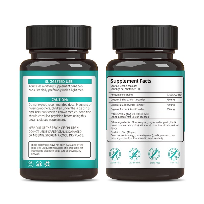 OEM Private Label Ashwagandha Turmeric Burdock Root Sea Moss Capsules Factory - Black Seed Oil Bladderwrack Supplement