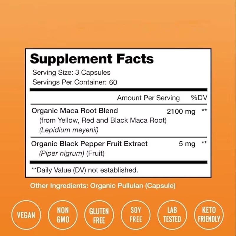 Wholesale XXXXL Maca Ginseng Capsule Manufacturer - Men Energy Support Maca Root Capsule Natural Booster