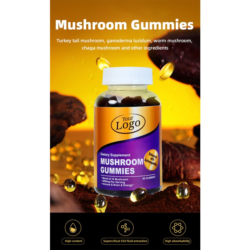 OEM Vegan Powerful Energy-Boosting Mushroom Gummies Factory - Brain and Immunity Enhancing Vitamins with Custom Manufacturing