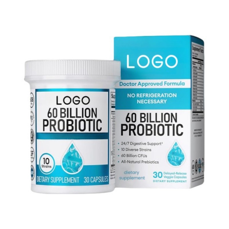 OEM Probiotics 60 Billion CFU Manufacturer - 10 Diverse Strains with Organic Prebiotic for Digestive Gut Health