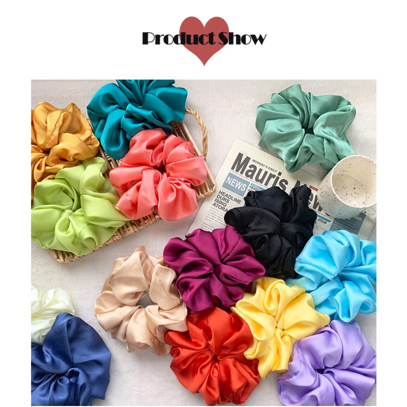 Custom Scrunchies Factory - OEM Oversized Silk Satin Women Hair Ties Private Label