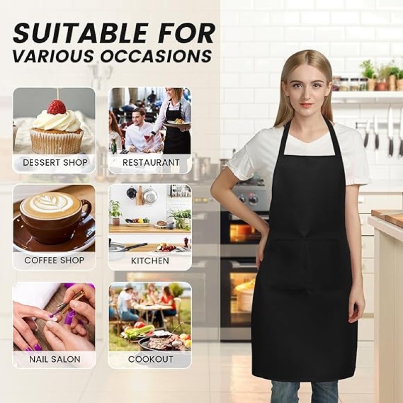 Waist Apron Factory - OEM Polyester Server Apron with 3 Pockets Restaurant Use