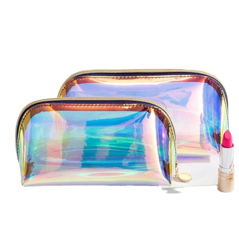 Travel Cosmetic Bag Supplier - OEM Laser Holographic Makeup Organizer Bag Custom