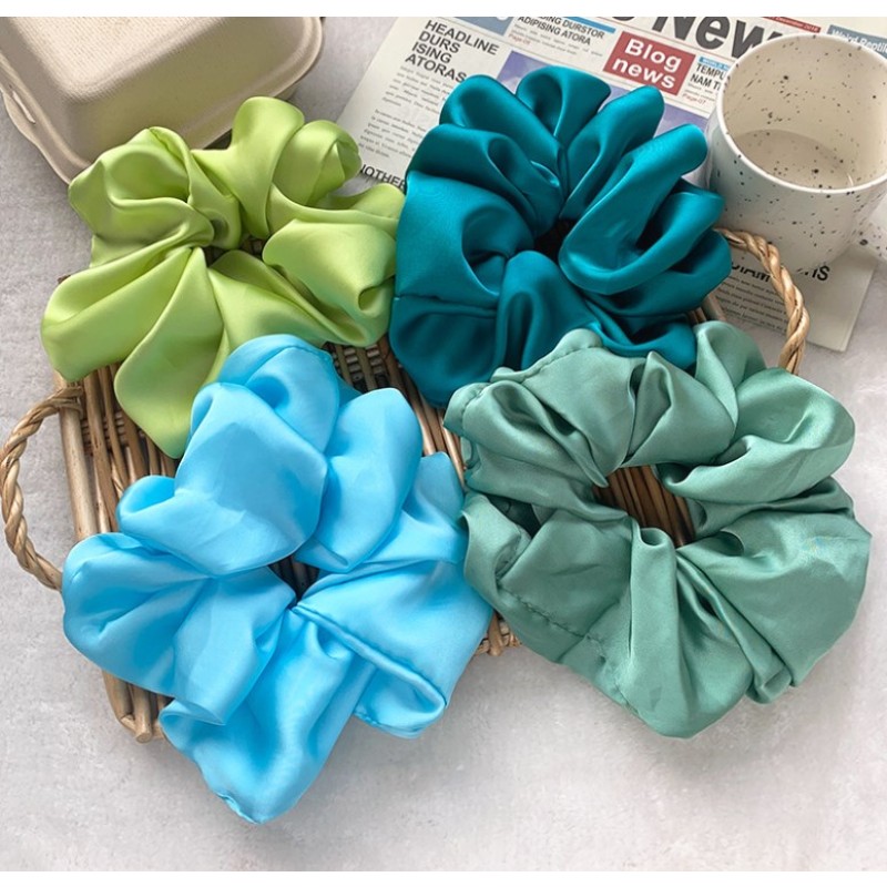 Custom Scrunchies Factory - OEM Oversized Silk Satin Women Hair Ties Private Label