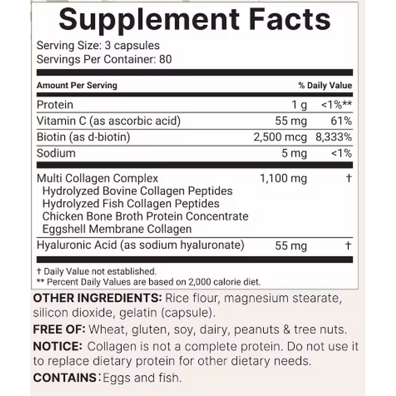 Multi Collagen Capsules Manufacturer - Biotin Vitamin C Hyaluronic Acid 240 Count OEM