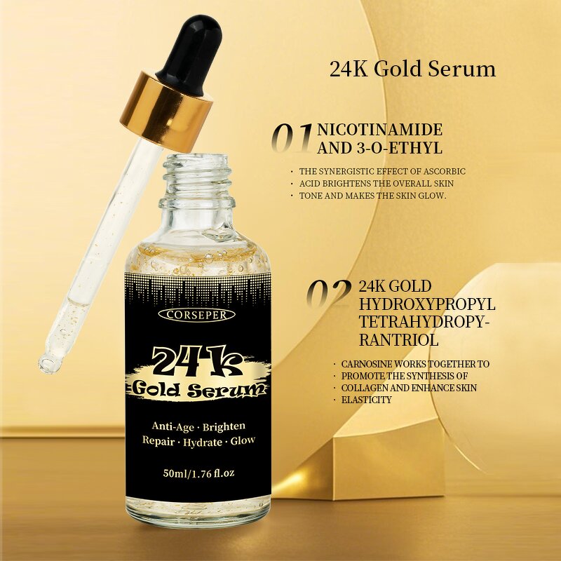 24K Gold Serum Manufacturer - Private Label Luxury Firming Anti-aging Facial Serum