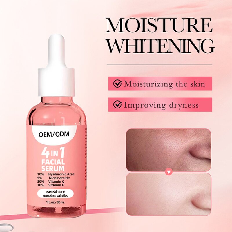 4 In 1 Face Serum Manufacturer - OEM Hyaluronic Acid Vitamin C Peptides Korean Whitening