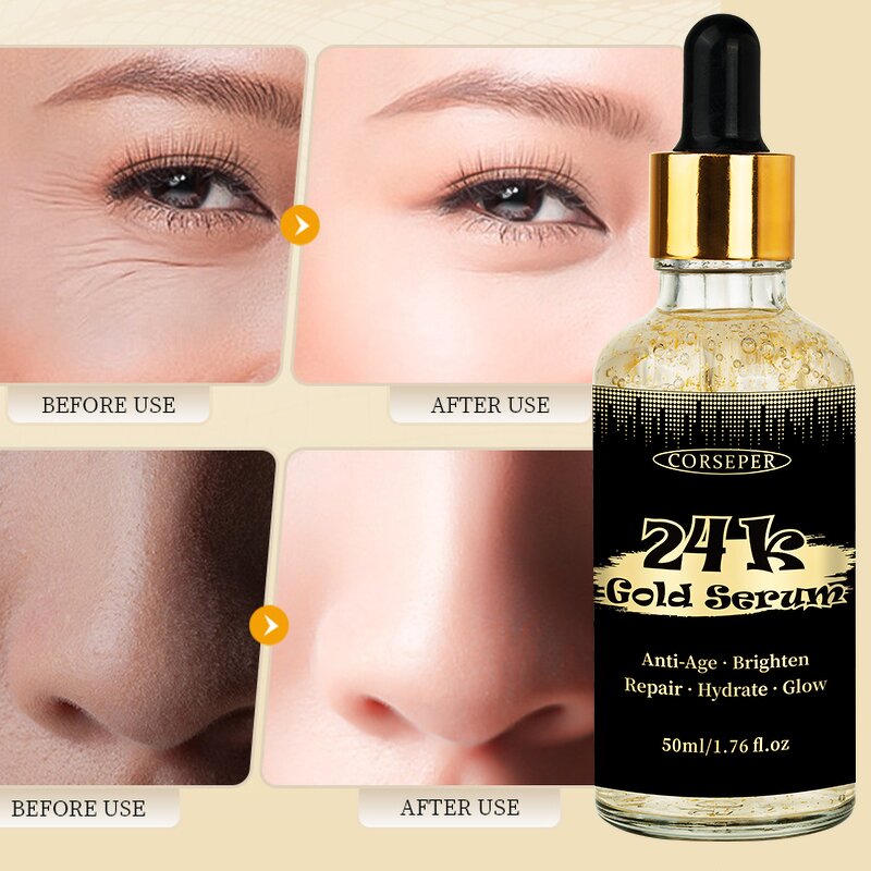 24K Gold Serum Manufacturer - OEM Hyaluronic Acid Collagen Nicotinamide Whitening