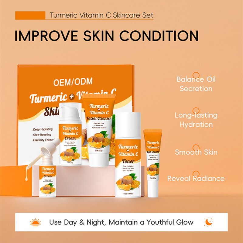 Turmeric Skincare Set Manufacturer - OEM Korean Anti-Acne Vitamin C Brightening Cream