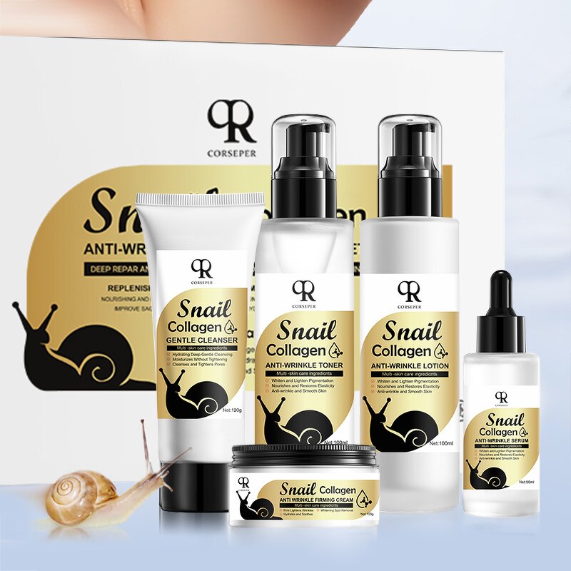 Snail Skin Care Set Manufacturer - Mucin Collagen Cleanser Serum Moisturizer Cream
