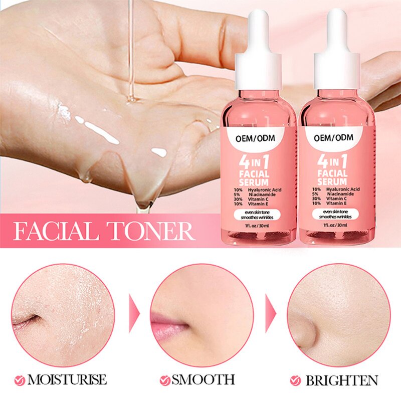 4 In 1 Face Serum Manufacturer - OEM Hyaluronic Acid Vitamin C Peptides Korean Whitening