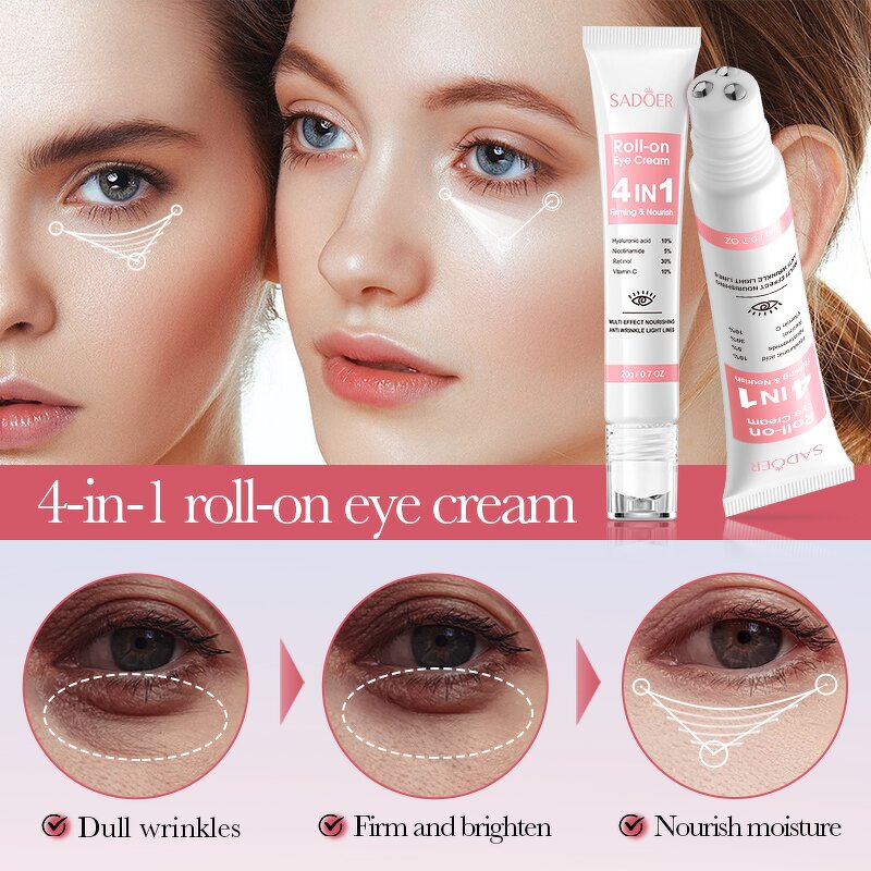 Eye Cream Manufacturer - Firming Tightening Dark Circles Removal Brightening Anti Wrinkle 4 in 1 Roller & SADOER