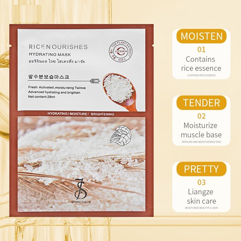 Facial Mask Wholesale Supplier - Korea Natural Rice Essence Anti-aging Collagen for Pores Whitening