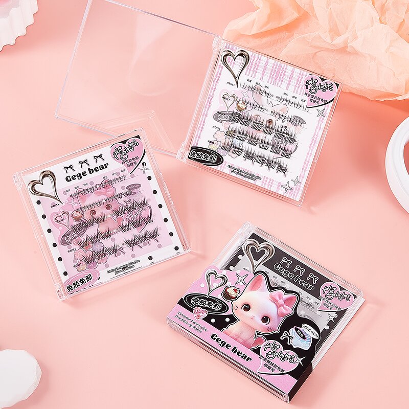 Eyelashes Strip Manufacturer - Gege Bear Natural Self-Adhesive Full Strip Bottom Lashes Curl Manga European