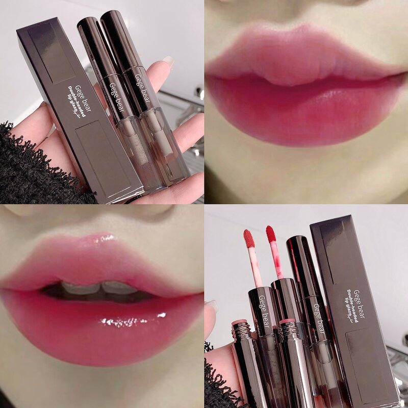 Lip Gloss Manufacturer - Double Headed Waterproof Matte Pen with Water Gloss Mirror Overlay & Gege Bear
