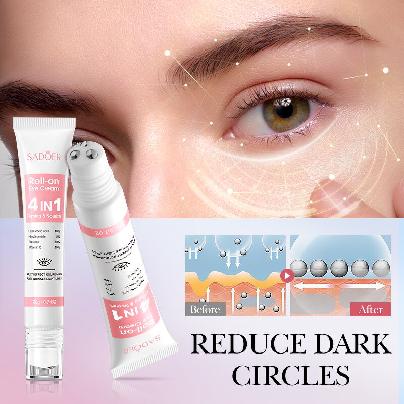 Eye Cream Manufacturer - Firming Tightening Dark Circles Removal Brightening Anti Wrinkle 4 in 1 Roller & SADOER