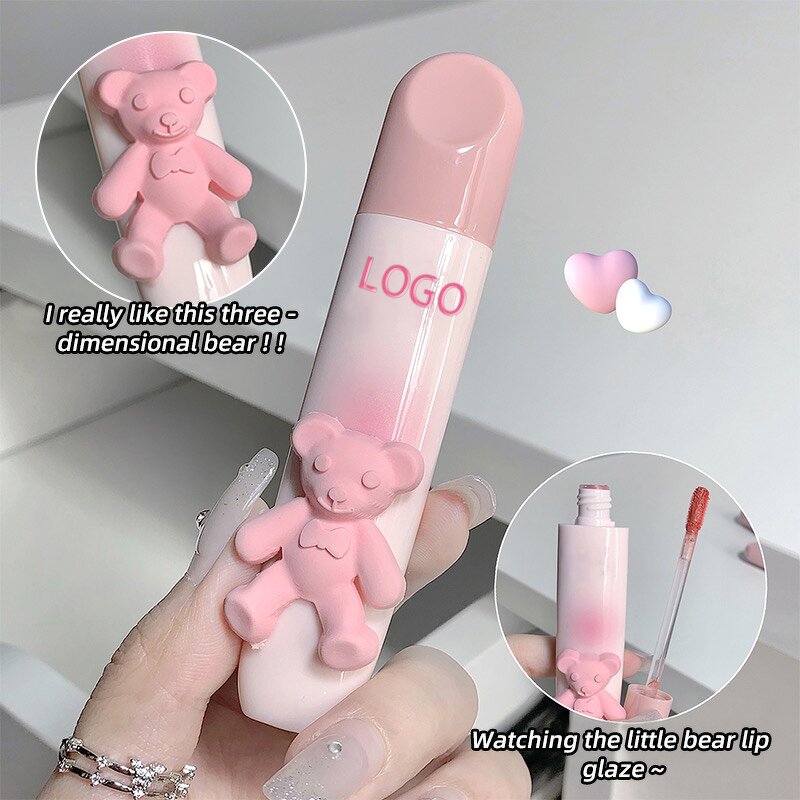 Lip Gloss Manufacturer - Tender Lip Glaze Cute Pink Bear Vegetarian Nude & Wholesale Custom OEM