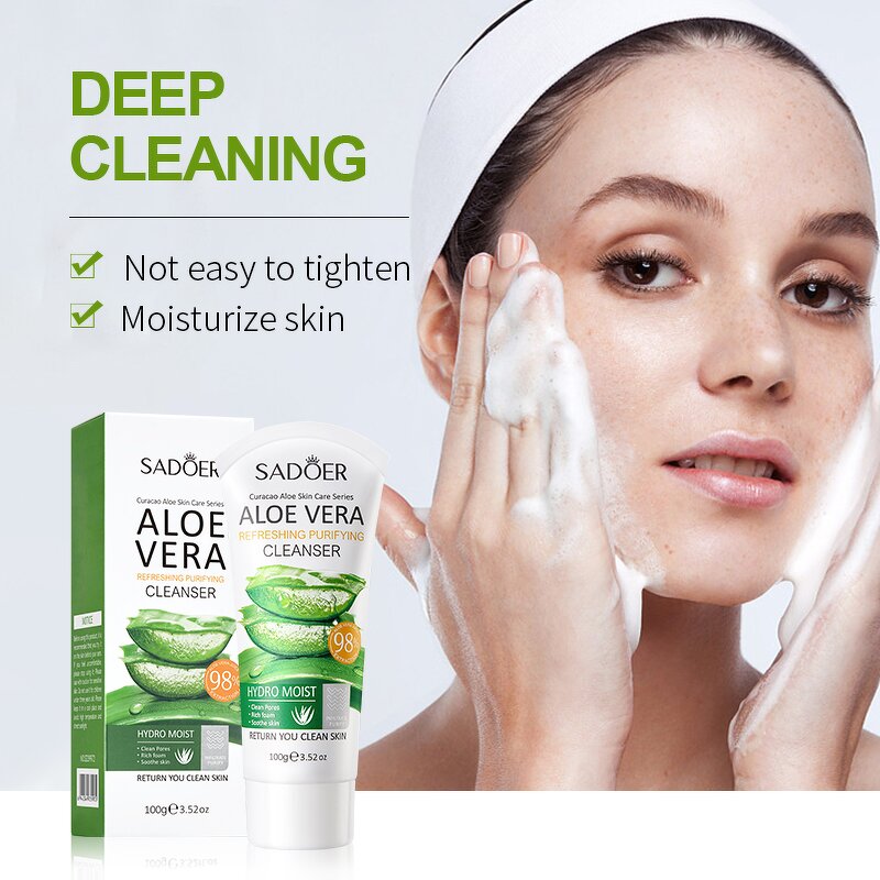 Facial Cleanser Manufacturer - 100g Aloe Vera Gentle Deep Cleaning Hydrating Brightening Whitening Foaming & SADOER