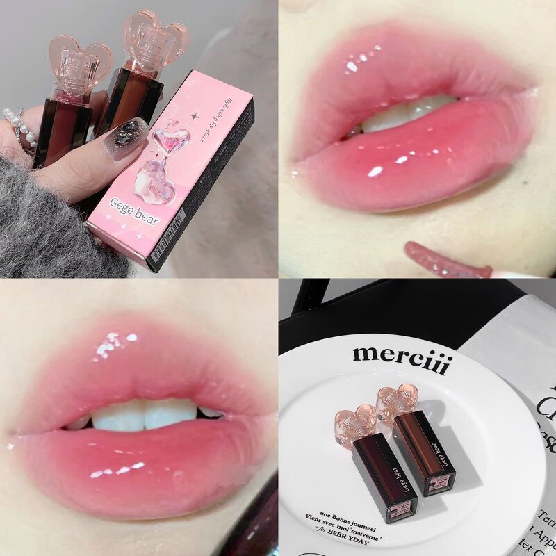 Lip Gloss Product Manufacturer - Herbal Lip Balm Moisturizing Shining Crystal Sweetheart Transparent & Gege Bear
