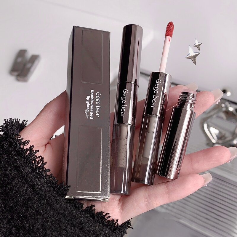 Lip Gloss Manufacturer - Double Headed Waterproof Matte Pen with Water Gloss Mirror Overlay & Gege Bear