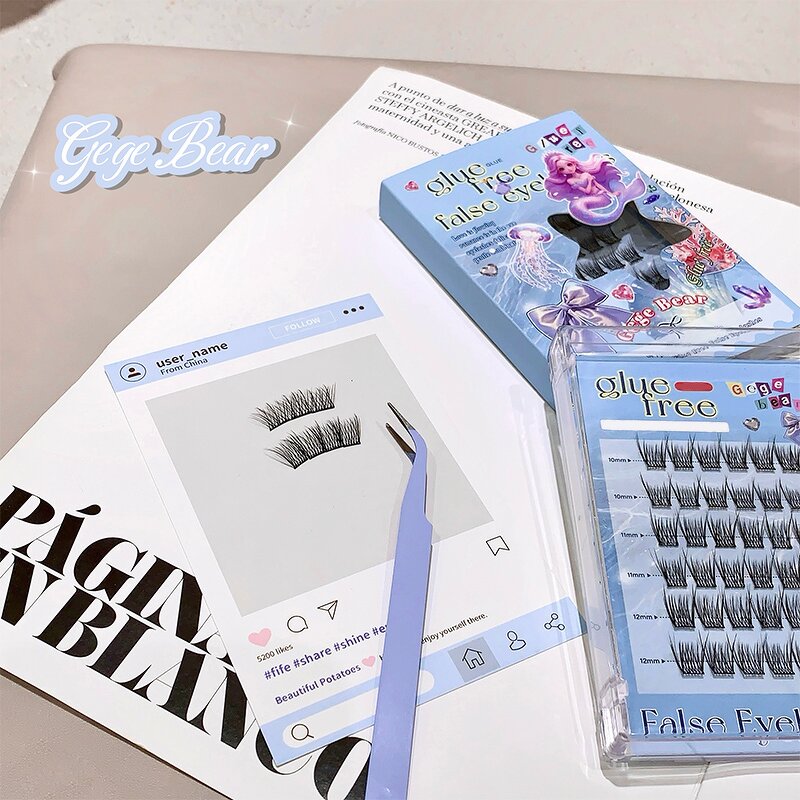 False Eyelashes Manufacturer - Gege Bear Handmade C Degree Synthetic Hair Glue-Free Mermaid Light Airy Natural