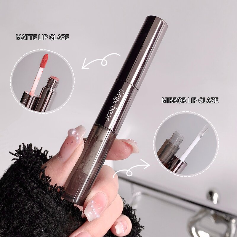 Lip Gloss Manufacturer - Double Headed Waterproof Matte Pen with Water Gloss Mirror Overlay & Gege Bear