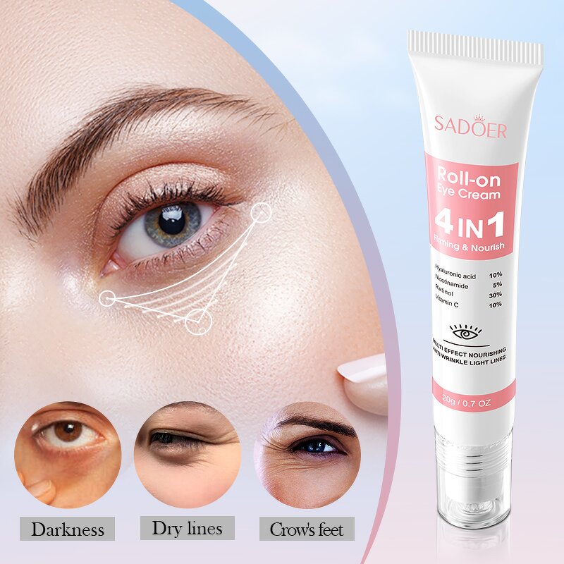 Eye Cream Manufacturer - Firming Tightening Dark Circles Removal Brightening Anti Wrinkle 4 in 1 Roller & SADOER