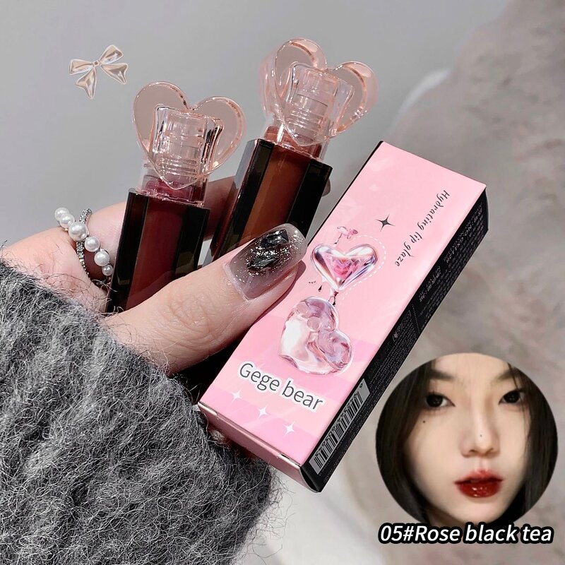 Lip Gloss Product Manufacturer - Vegan Lip Balm Moisturizing Shining Crystal Sweetheart Transparent & OEM ODM Gege Bear