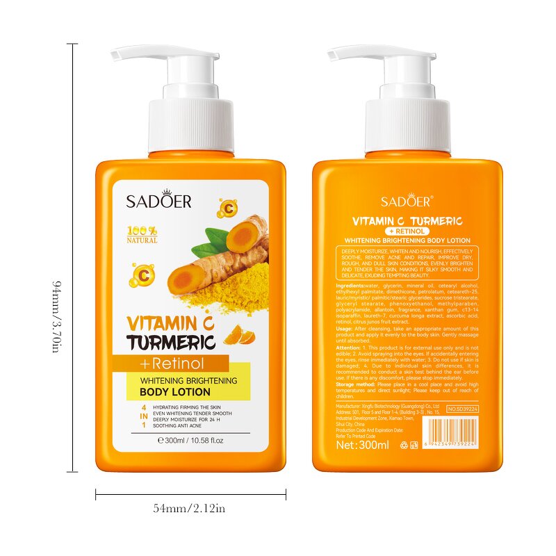 Body Lotion Manufacturer - Vitamin C Turmeric&Retinol Moisturizing Whitening Brightening & SADOER