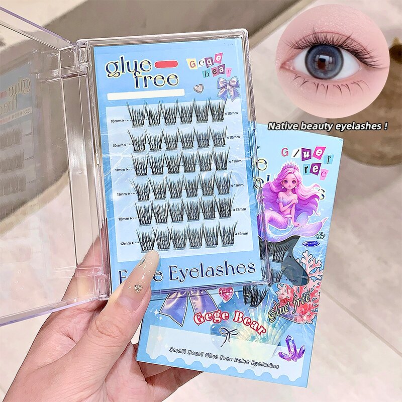 False Eyelashes Manufacturer - Gege Bear Handmade C Degree Synthetic Hair Glue-Free Mermaid Light Airy Natural