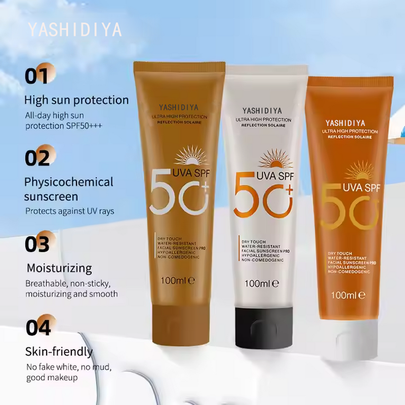 Sunscreen Cream Manufacturer - 100ML SPF50 PA+++ Organic Vegan Non-Greasy Waterproof & OEM Factory