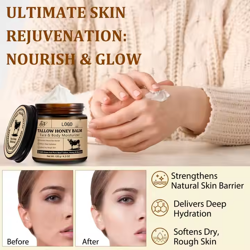 Balm Manufacturer - Organic Beef Tallow Beeswax Honey Nourishing for Women Day Use Face Body & Private Label