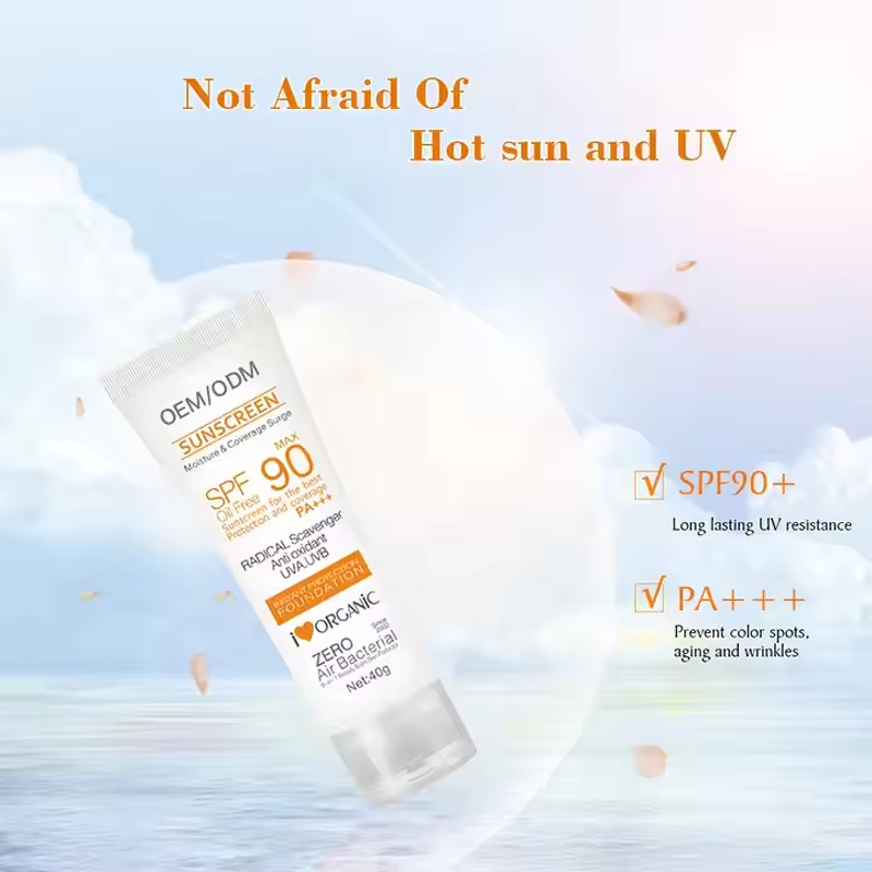 Sunscreen Cream Manufacturer - 50ml SPF 90 Vegan Mineral Herbal Hyaluronic Acid Whitening & Organic