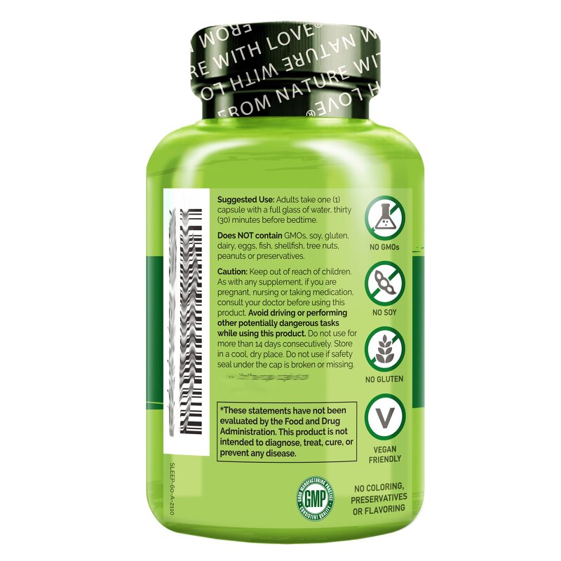 Sleep Aid Capsules - Vegan Chamomile Valerian GABA Magnesium Melatonin Plant-Based