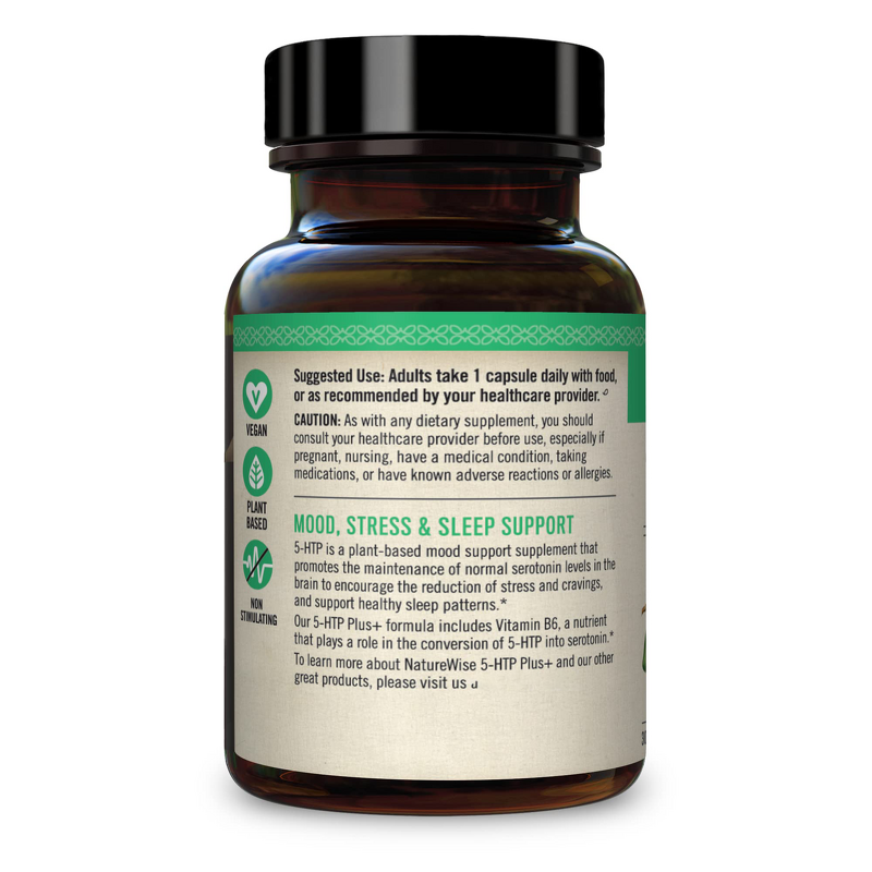 5-HTP Capsules - Mood Support Sleep Aid Vitamin B6 Delayed Release Easy-Digest