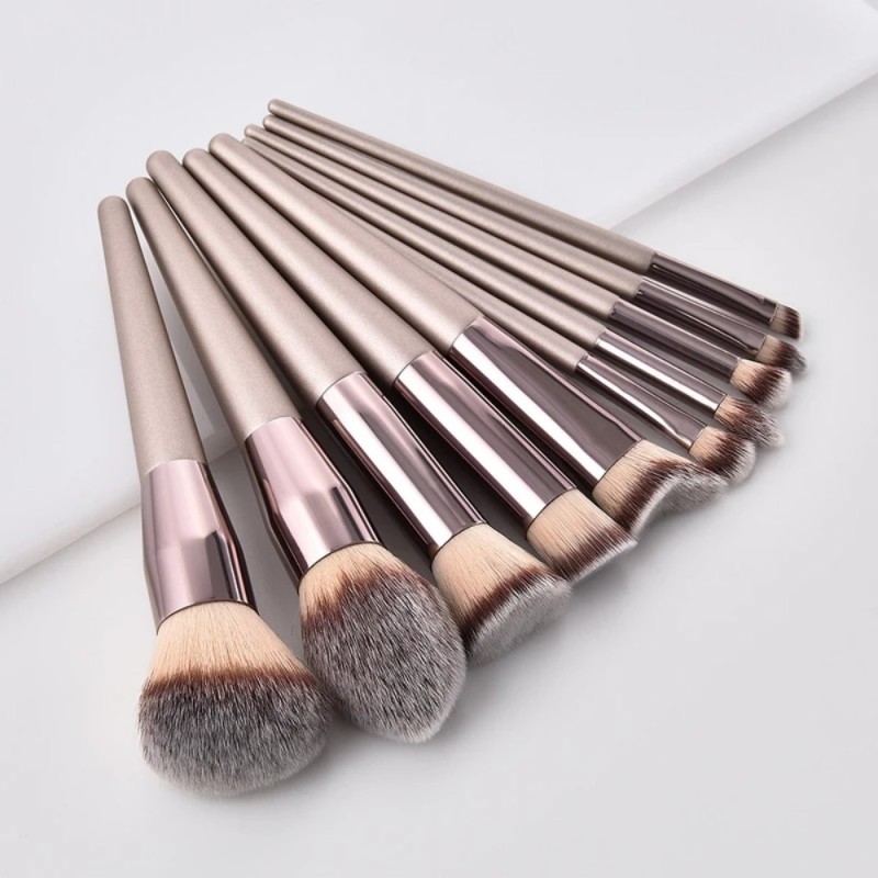 Makeup Brushes Set Manufacturer - 10 Pcs Champagne Gold