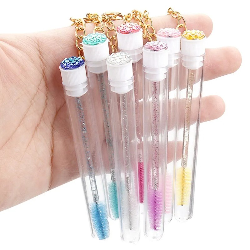 Eyelash Brush Supplier - Keychain Tube Gold Glitter Comb