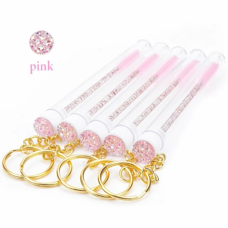 Eyelash Brush Supplier - Keychain Tube Gold Glitter Comb