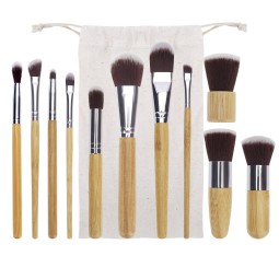 Wooden Makeup Brush Factory - 11pcs Natural Handle Set