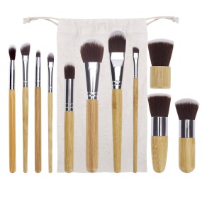 Wooden Makeup Brush Factory - 11pcs Natural Handle Set