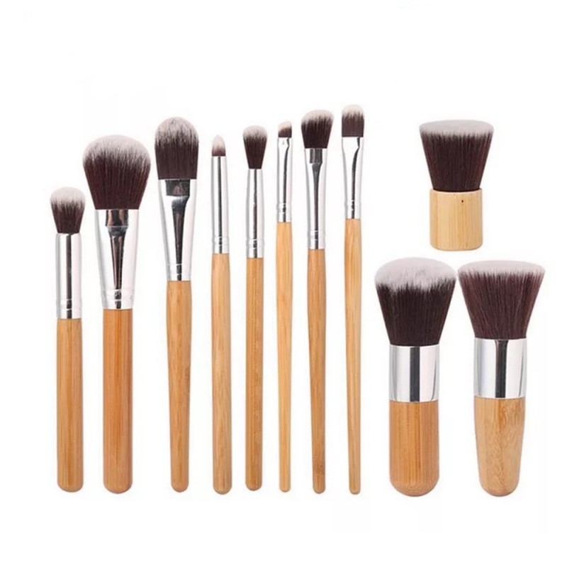 Wooden Makeup Brush Factory - 11pcs Natural Handle Set