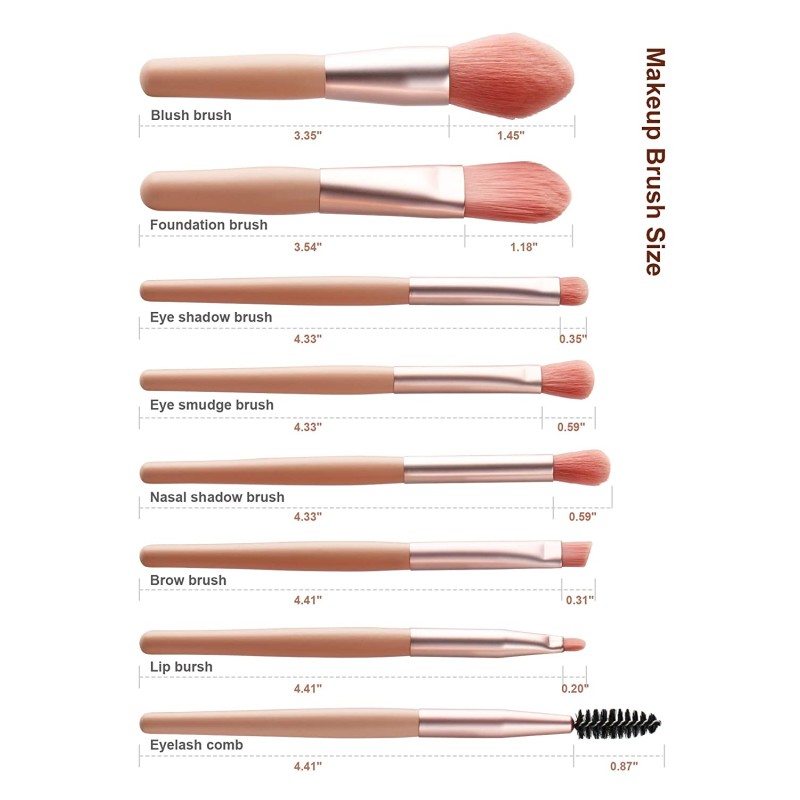 Mini Makeup Brush Manufacturer - 8pcs Powder Eye Shadow