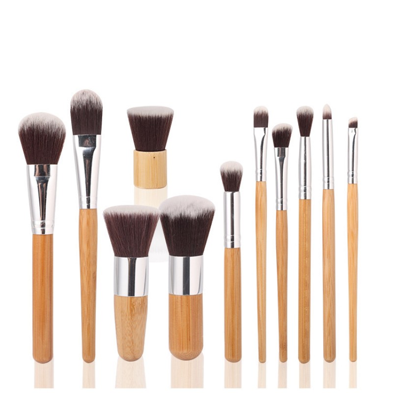 Wooden Makeup Brush Factory - 11pcs Natural Handle Set