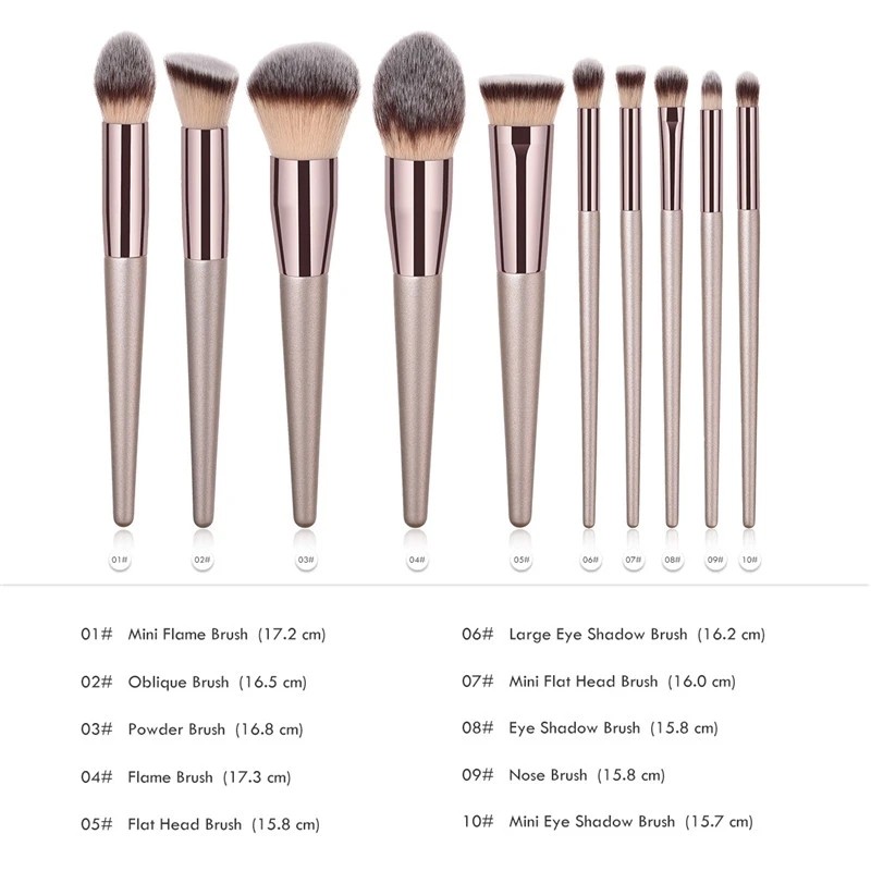 Makeup Brushes Set Manufacturer - 10 Pcs Champagne Gold