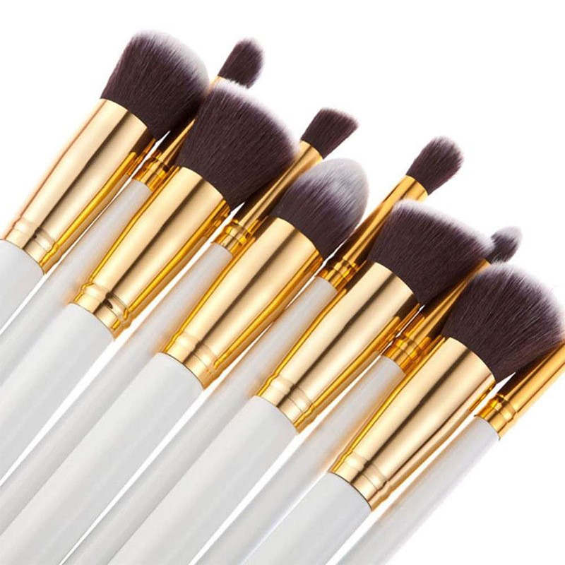 Custom Makeup Brush Factory - 10pcs Wood Black Gold Set