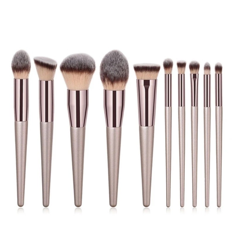 Makeup Brushes Set Manufacturer - 10 Pcs Champagne Gold