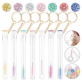 Eyelash Brush Supplier - Keychain Tube Gold Glitter Comb