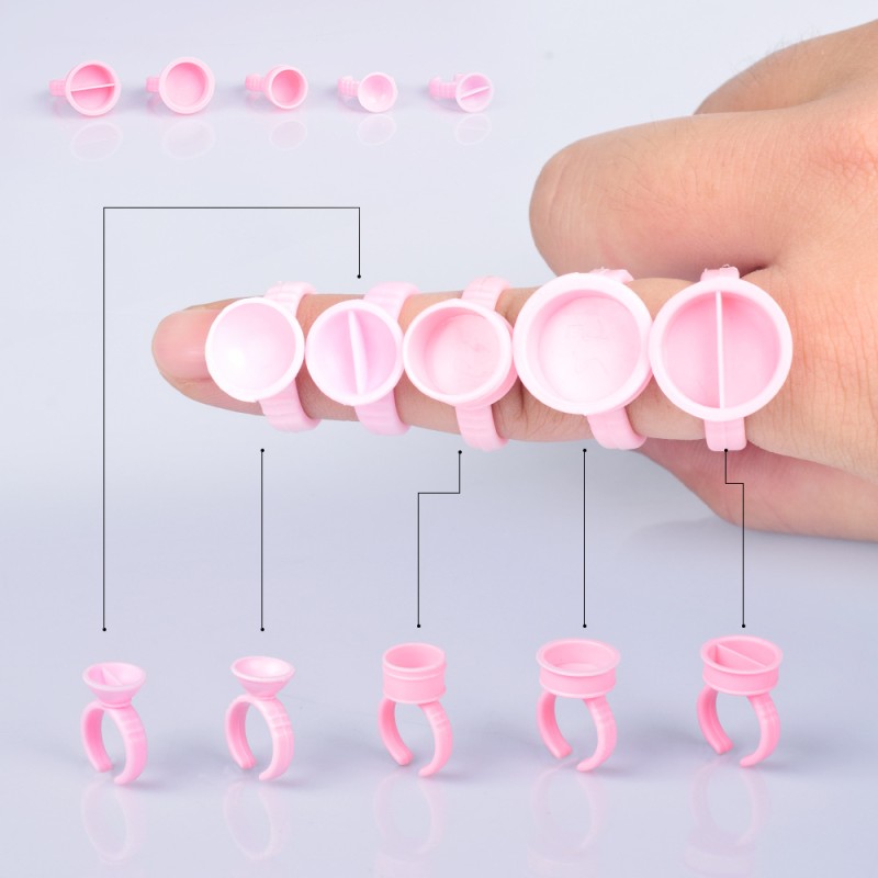 Disposable Glue Ring Factory - 100pcs Pink Plastic Holder